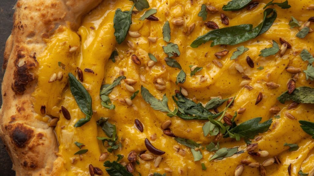 pizza vegana con crema di zucca