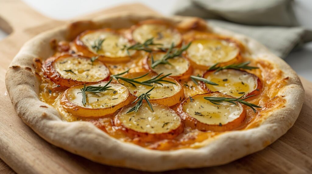 pizza vegana rustica bianca con patate e rosmarino